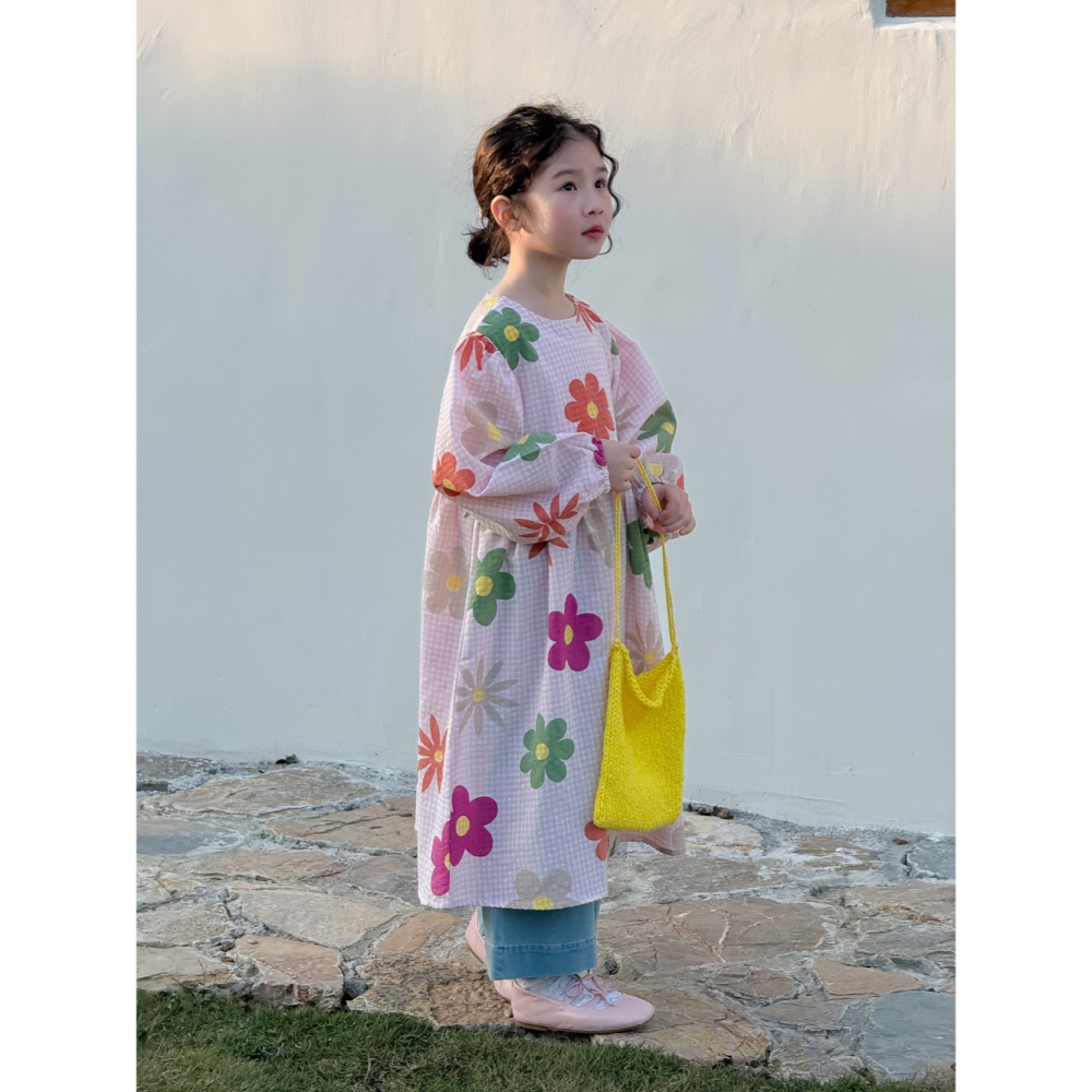 小格子大花連衣裙S503209-細節圖5