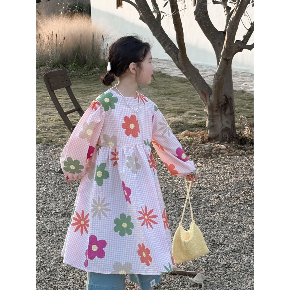 小格子大花連衣裙S503209-細節圖10