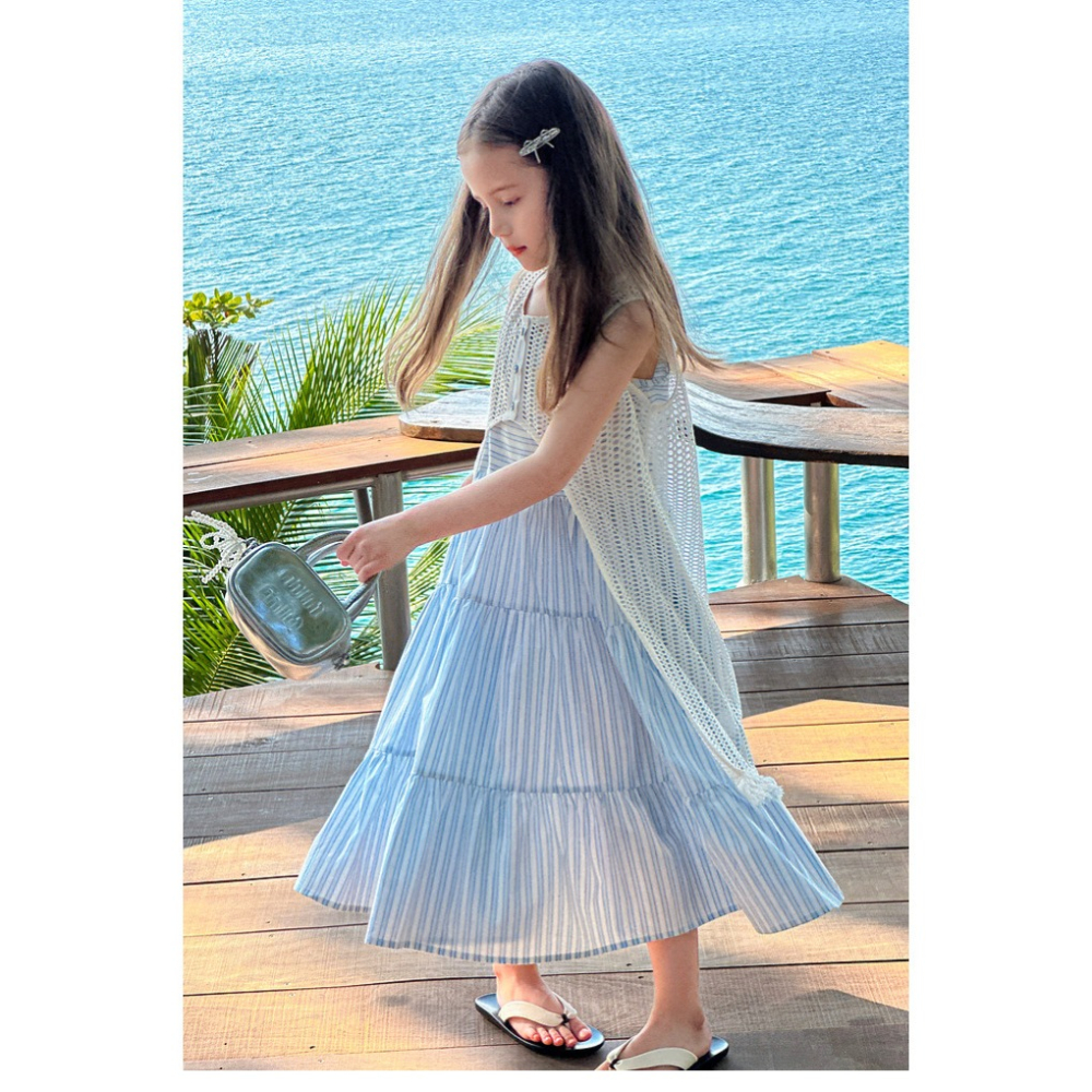 親子吊帶針織流蘇花邊裙兩件套S503211-細節圖2