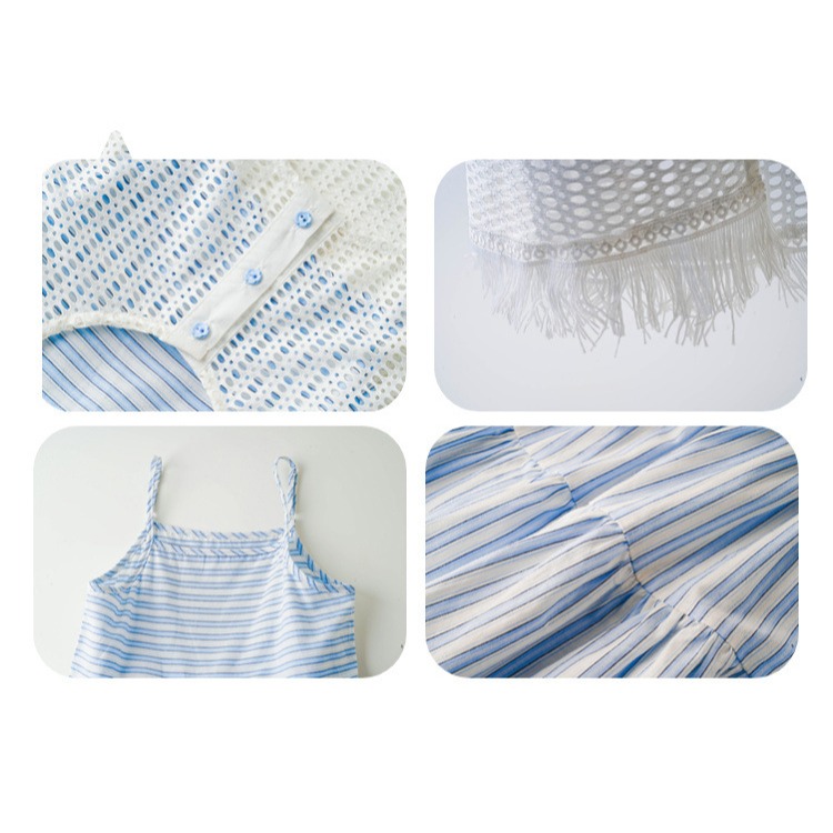 親子吊帶針織流蘇花邊裙兩件套S503211-細節圖3