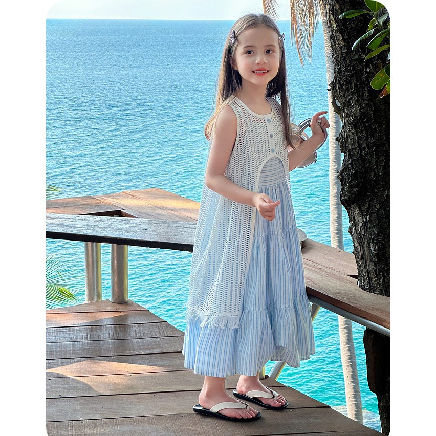 親子吊帶針織流蘇花邊裙兩件套S503211-細節圖4