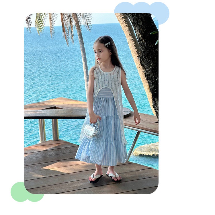 親子吊帶針織流蘇花邊裙兩件套S503211-細節圖5