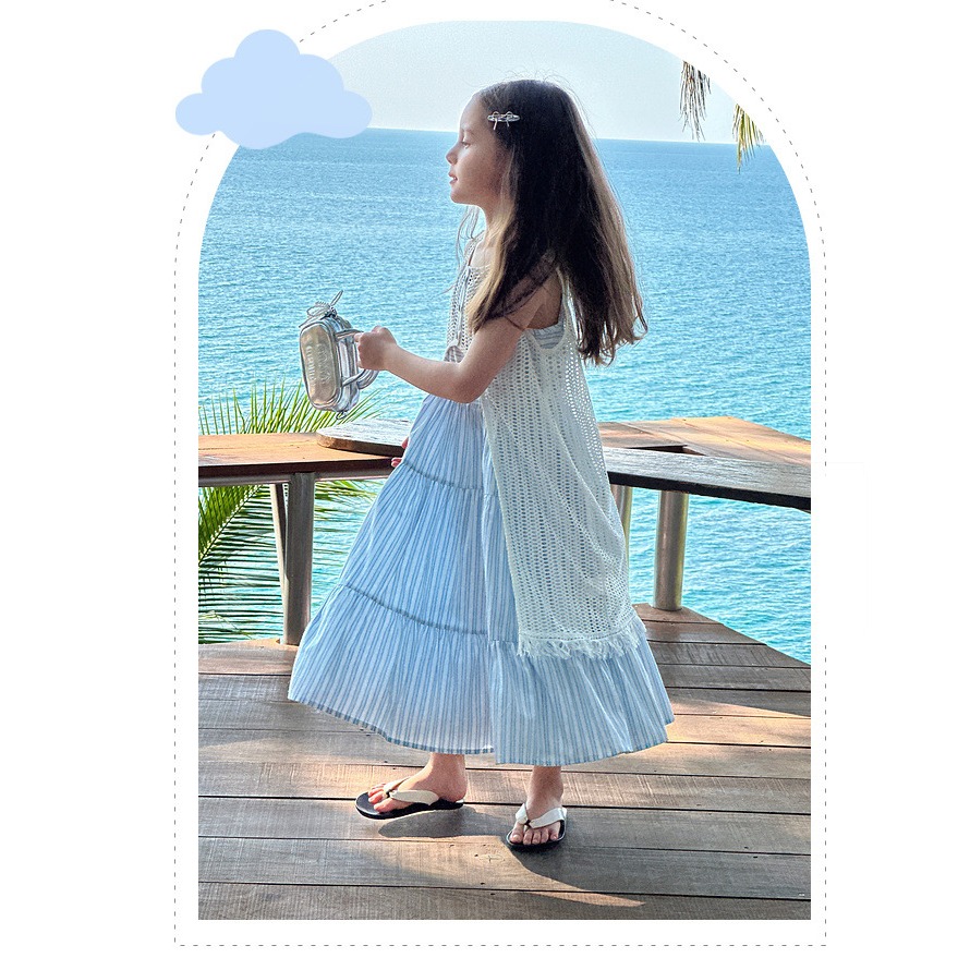 親子吊帶針織流蘇花邊裙兩件套S503211-細節圖6