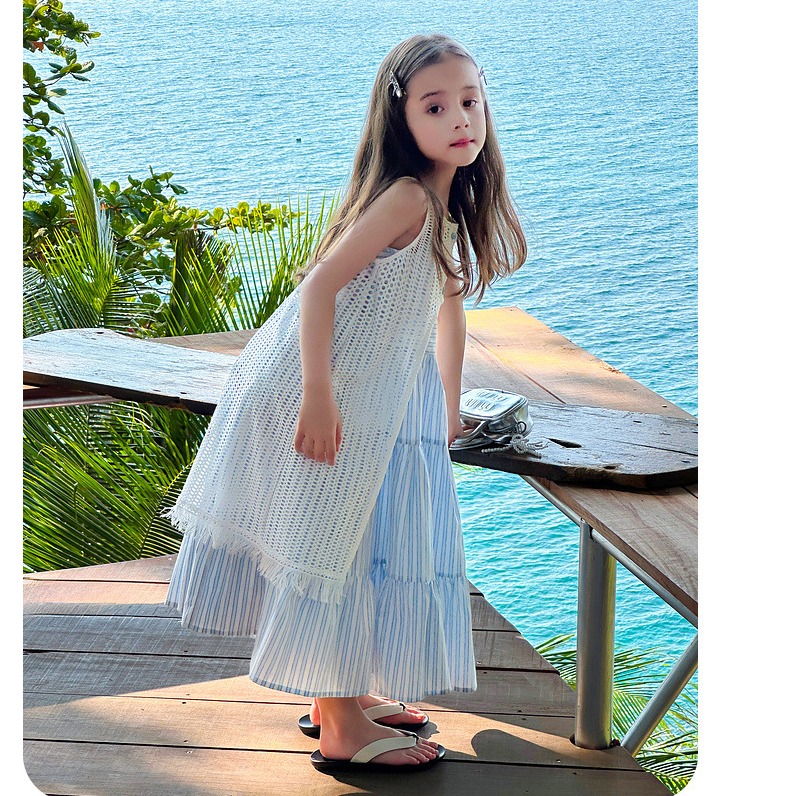 親子吊帶針織流蘇花邊裙兩件套S503211-細節圖7