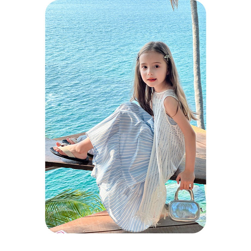 親子吊帶針織流蘇花邊裙兩件套S503211-細節圖9