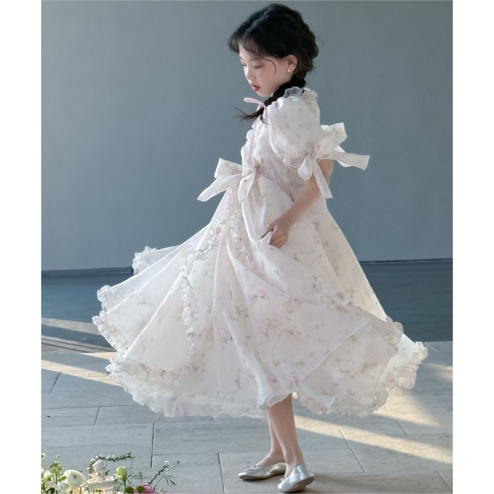 親子V領碎花連衣紗裙S503221-細節圖11