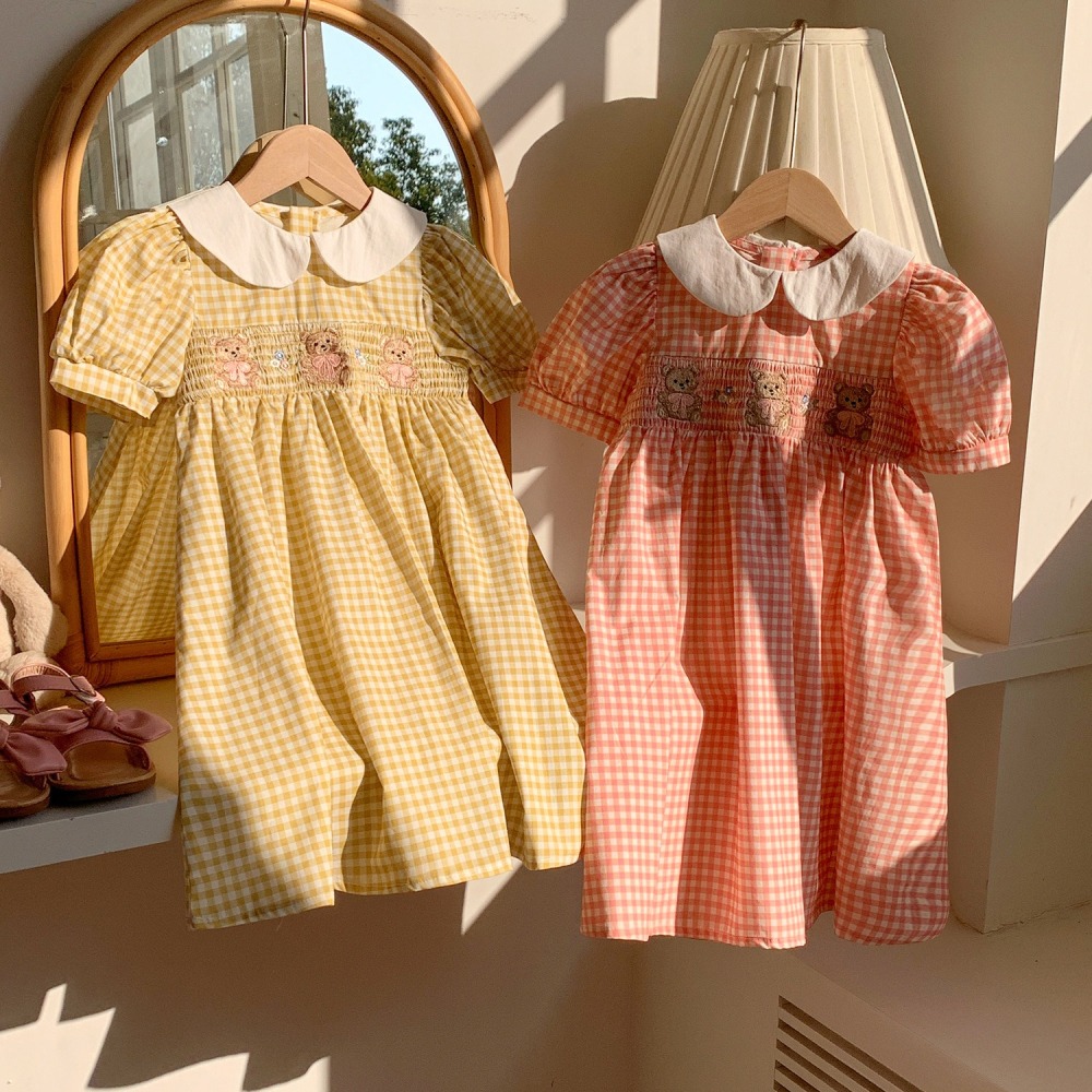 翻領小熊繡花連衣裙S504117-細節圖2