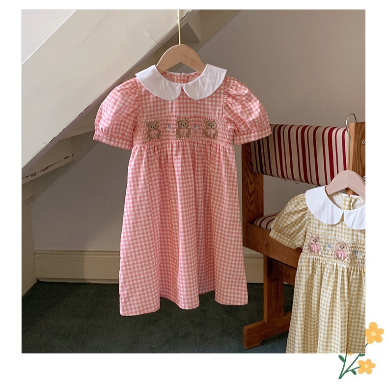 翻領小熊繡花連衣裙S504117-細節圖6