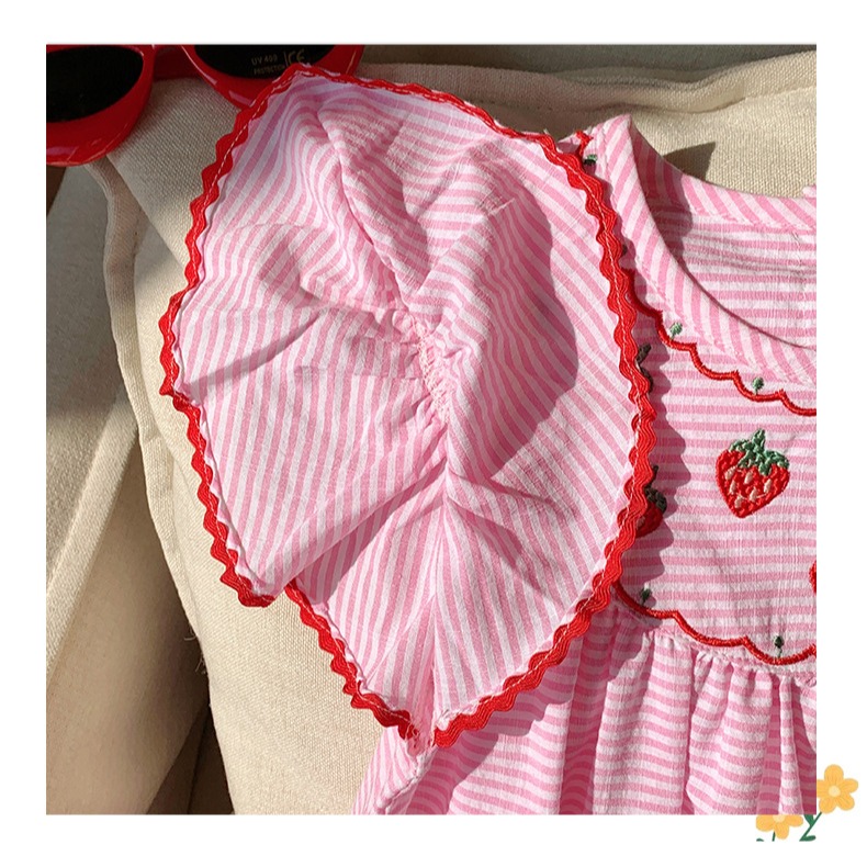 草莓刺繡條紋連衣裙S504130-細節圖9