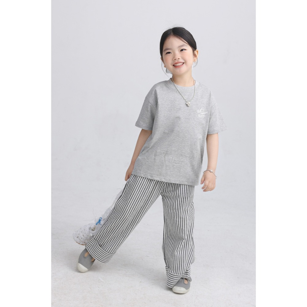 親子-翻邊條紋闊腿褲S504223-細節圖2