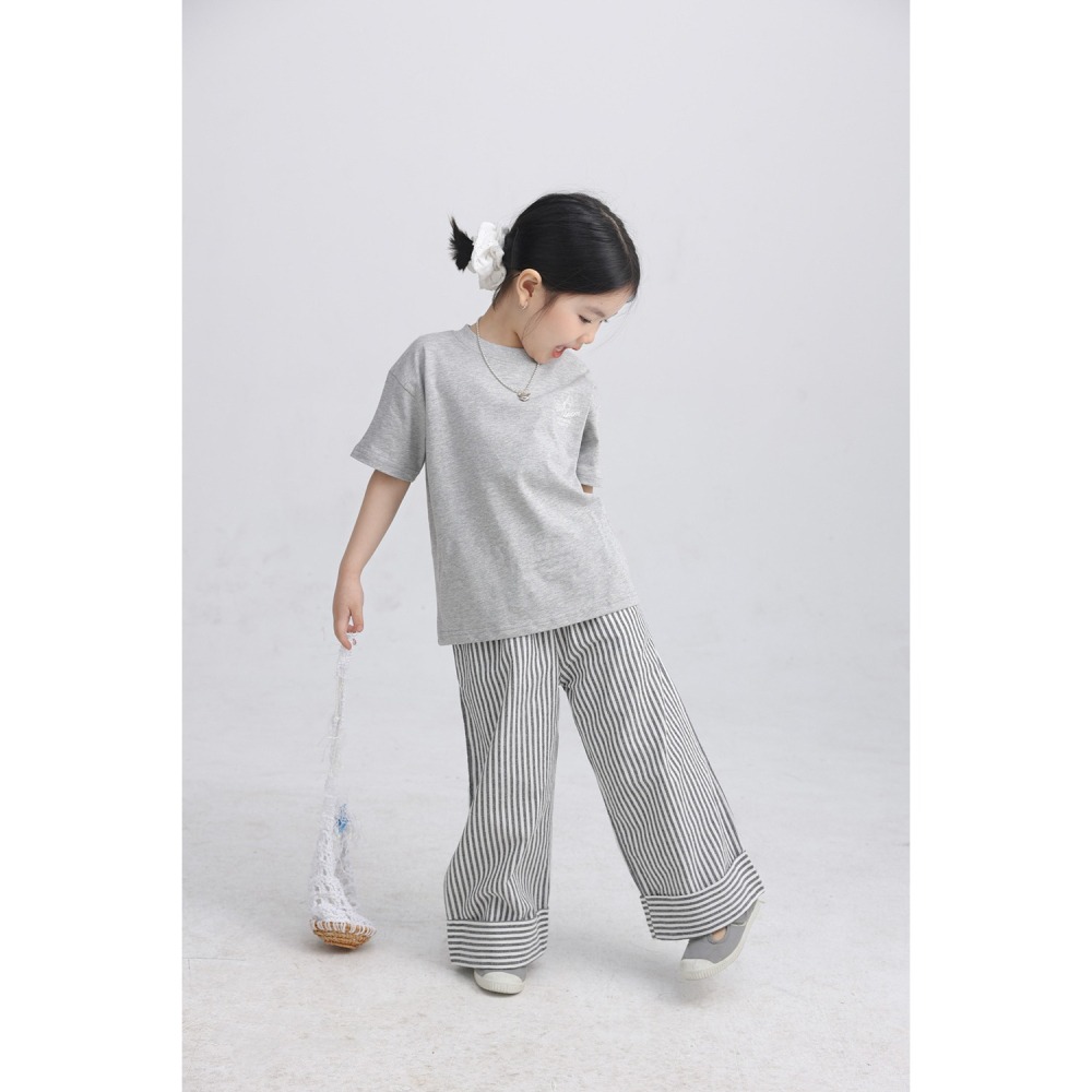 親子-翻邊條紋闊腿褲S504223-細節圖4