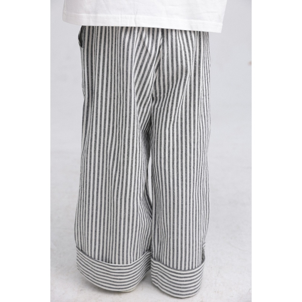 親子-翻邊條紋闊腿褲S504223-細節圖6