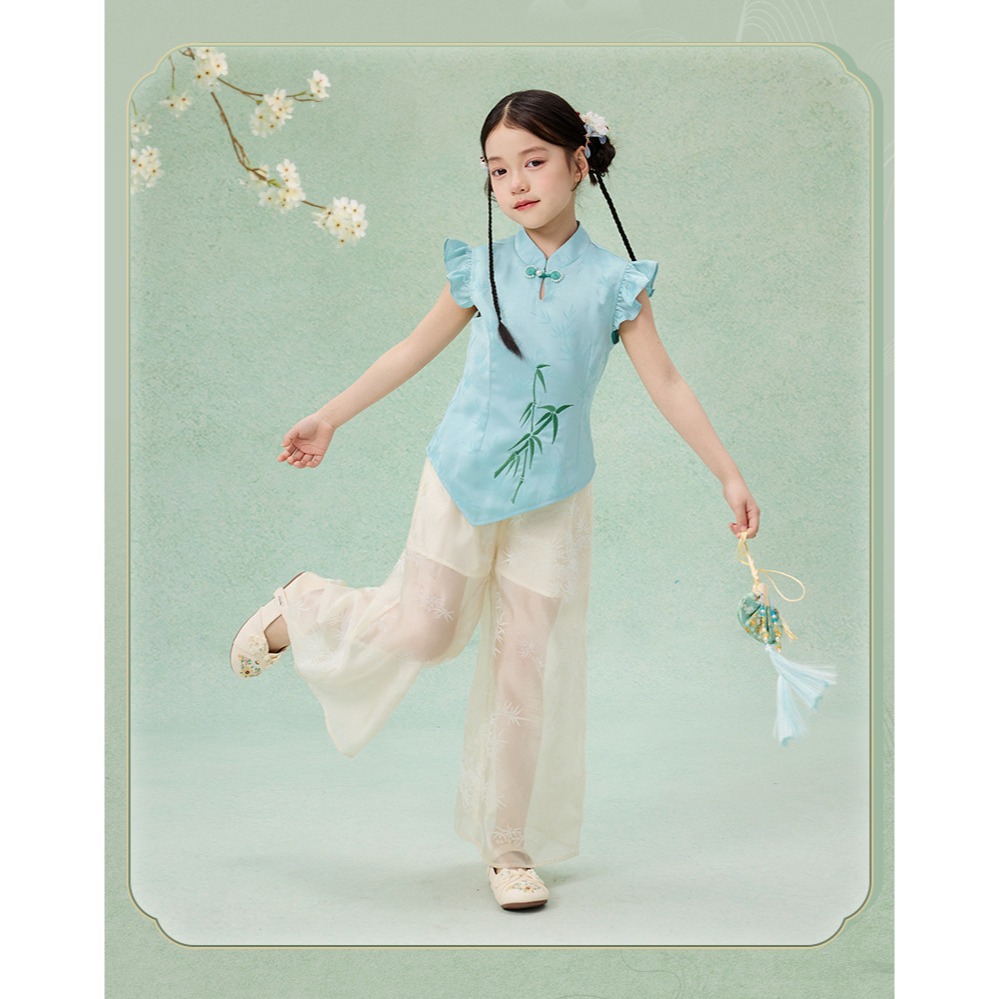 新中式套裝襯衫闊腿S505211-細節圖2