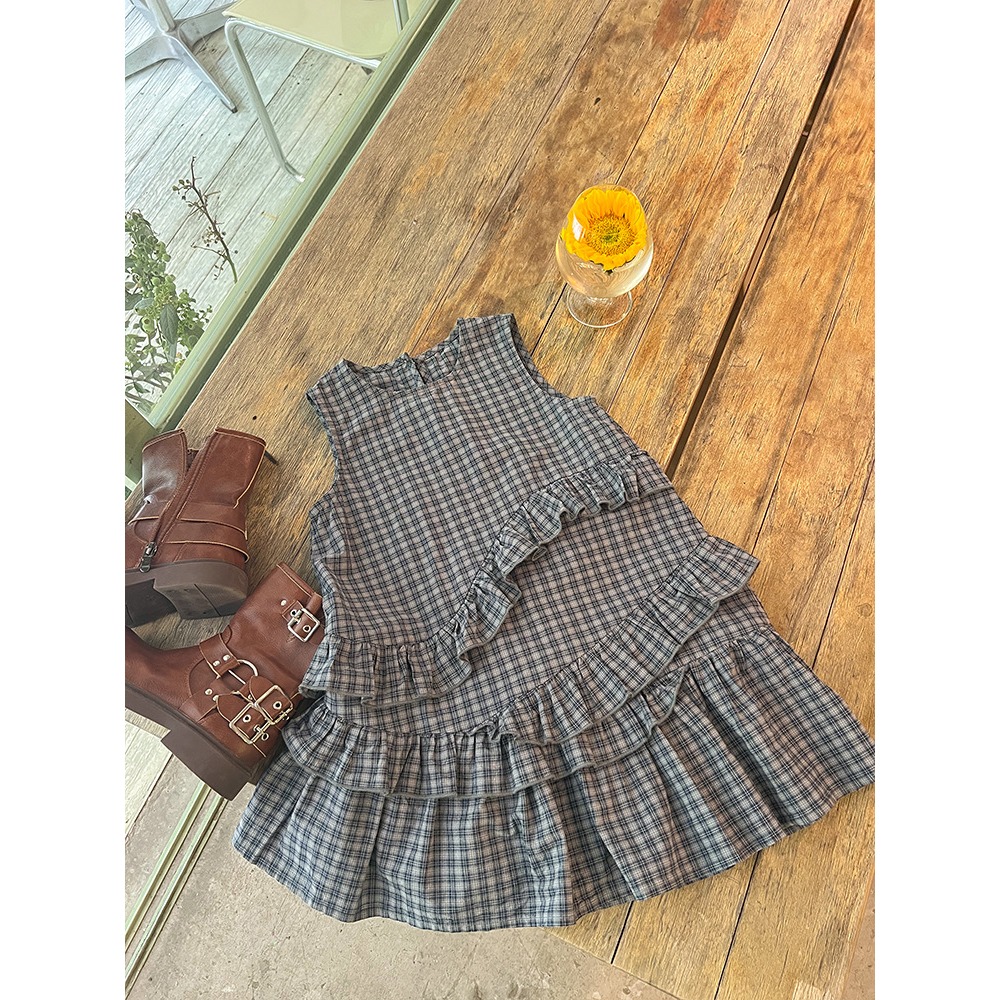 不規則拼接花邊背心裙S505316-細節圖2