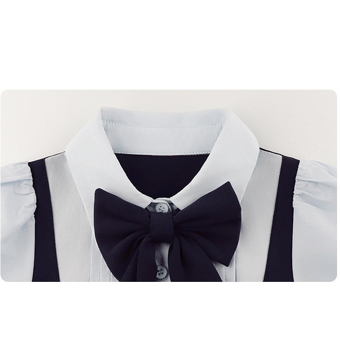 親子-學院風假兩件蝴蝶結連衣裙S507221-細節圖3