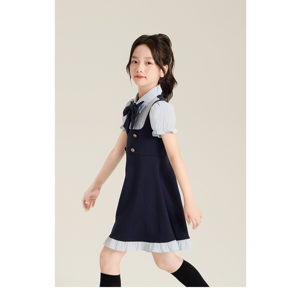 親子-學院風假兩件蝴蝶結連衣裙S507221-細節圖11