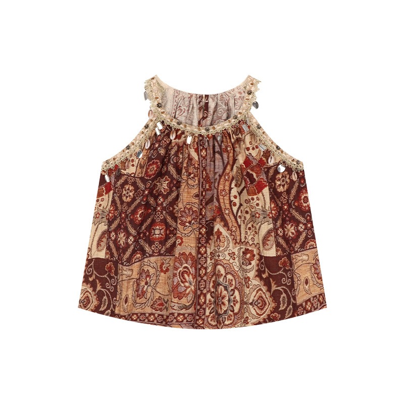 親子-復古民族風掛脖上衣寬鬆短褲S507321-細節圖2