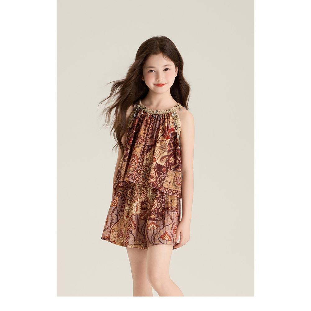 親子-復古民族風掛脖上衣寬鬆短褲S507321-細節圖7