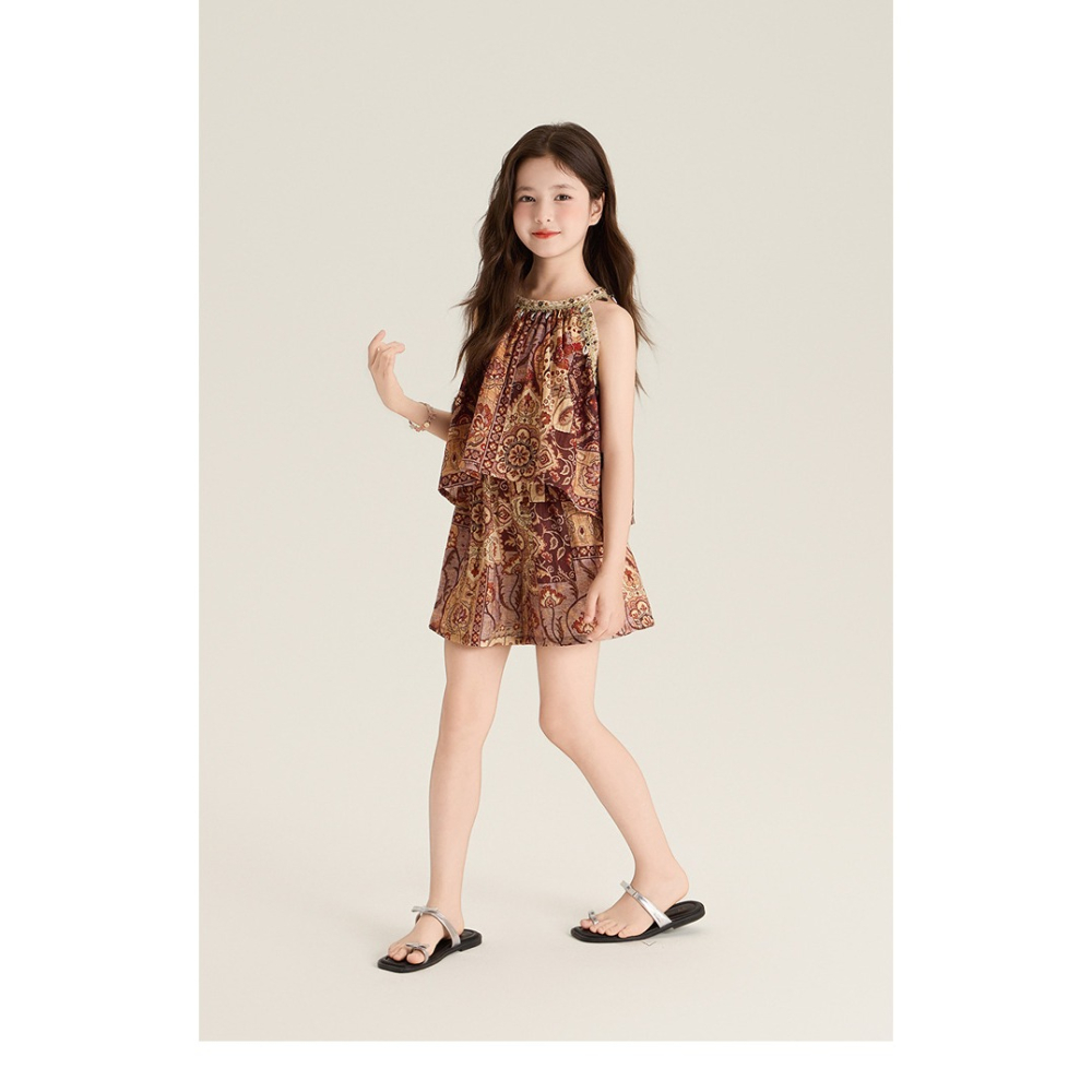 親子-復古民族風掛脖上衣寬鬆短褲S507321-細節圖9