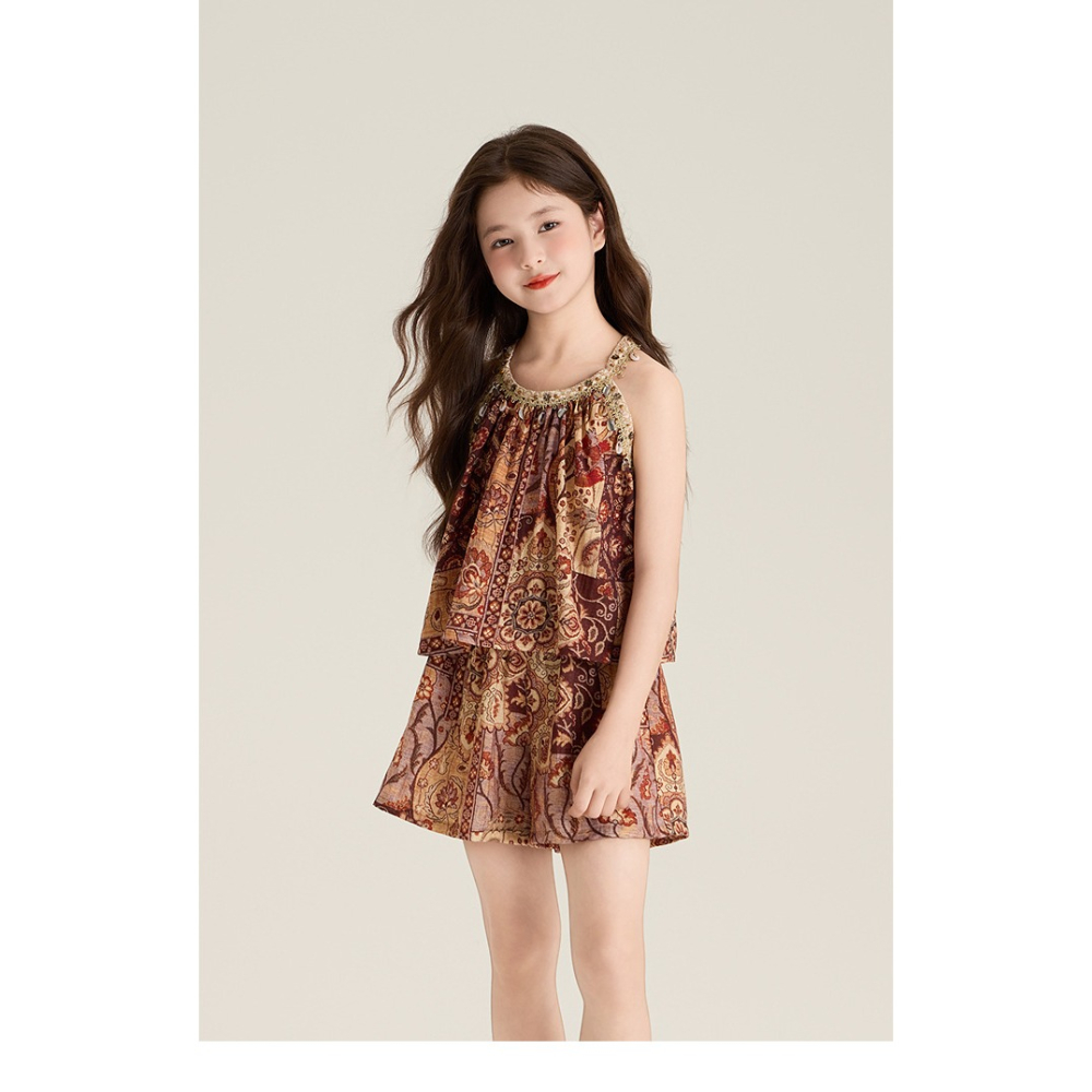 親子-復古民族風掛脖上衣寬鬆短褲S507321-細節圖11