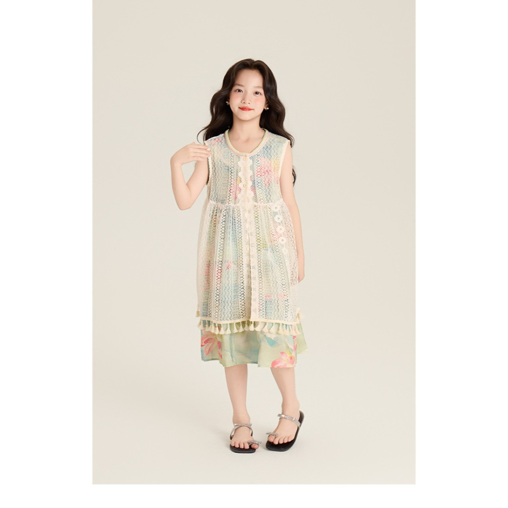 親子-鏤空罩衫碎花連衣裙S507416-細節圖7