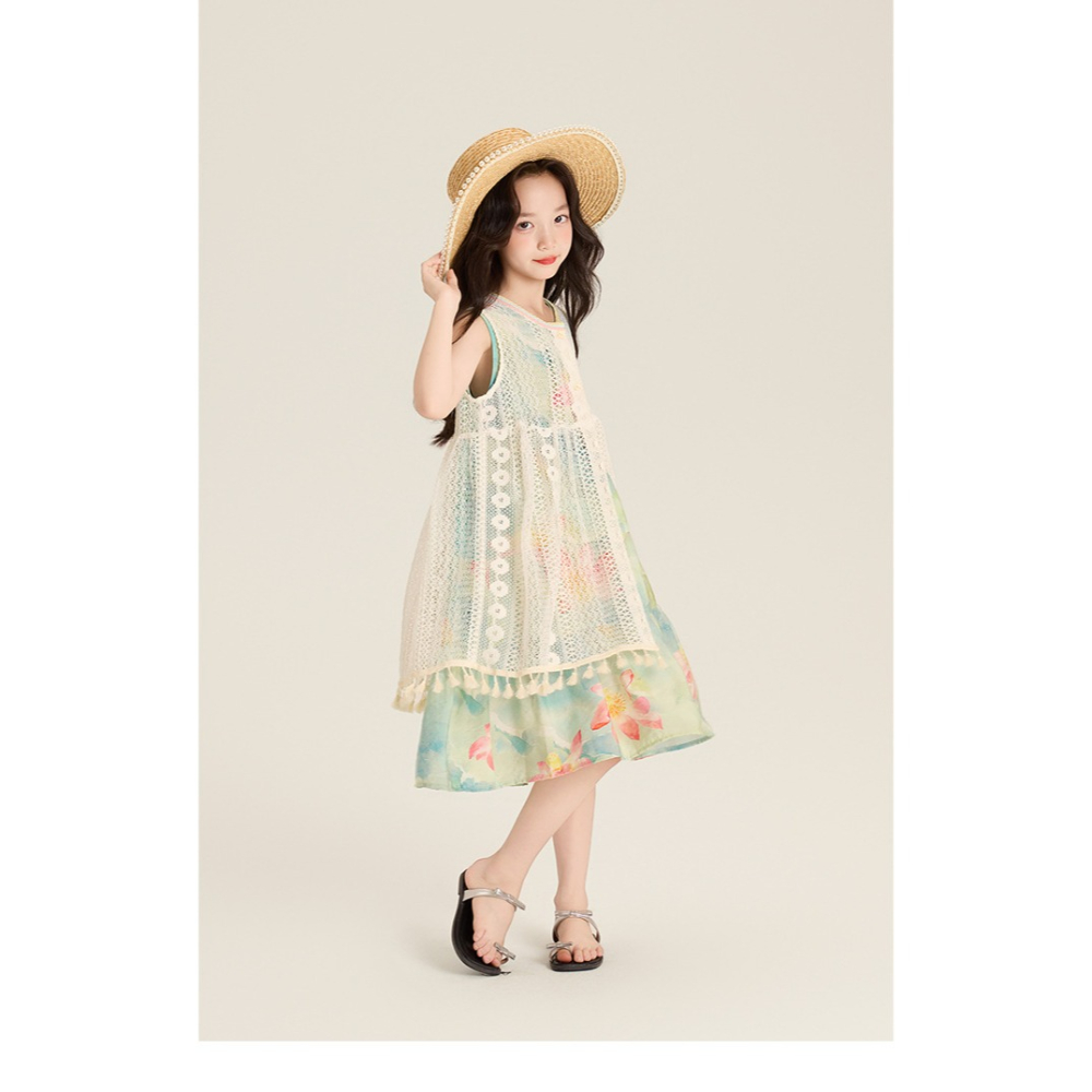 親子-鏤空罩衫碎花連衣裙S507416-細節圖8