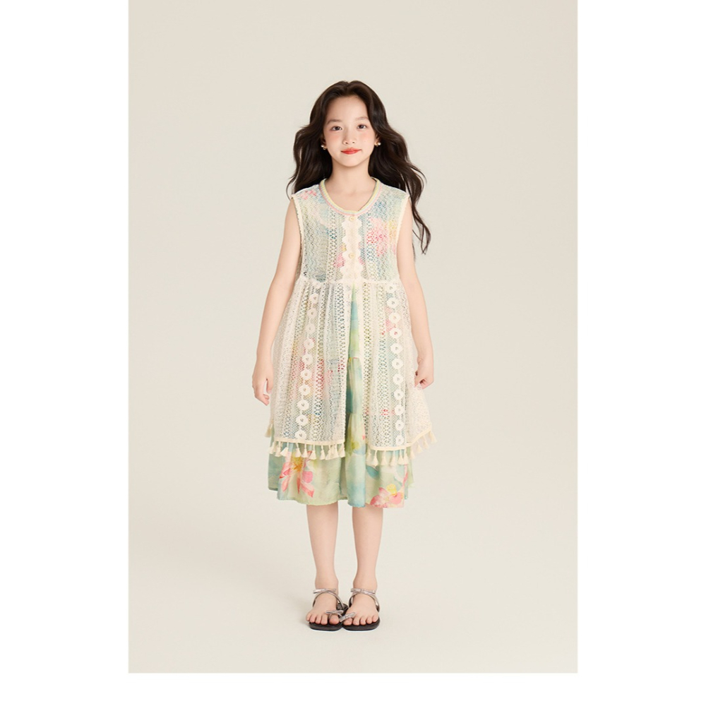 親子-鏤空罩衫碎花連衣裙S507416-細節圖9