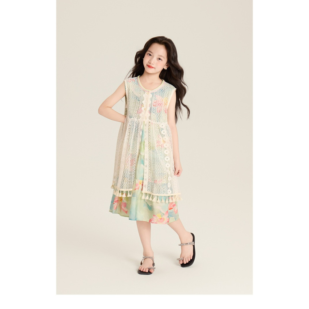 親子-鏤空罩衫碎花連衣裙S507416-細節圖10