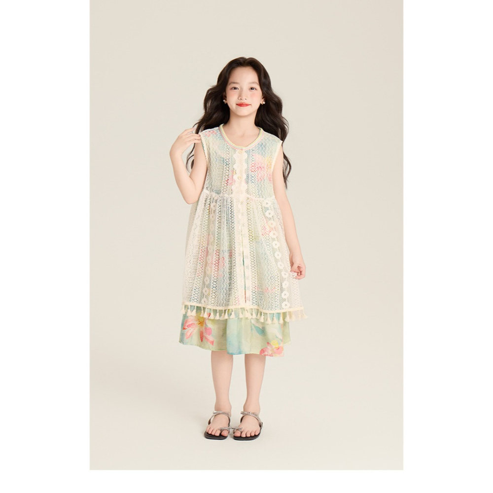 親子-鏤空罩衫碎花連衣裙S507416-細節圖11