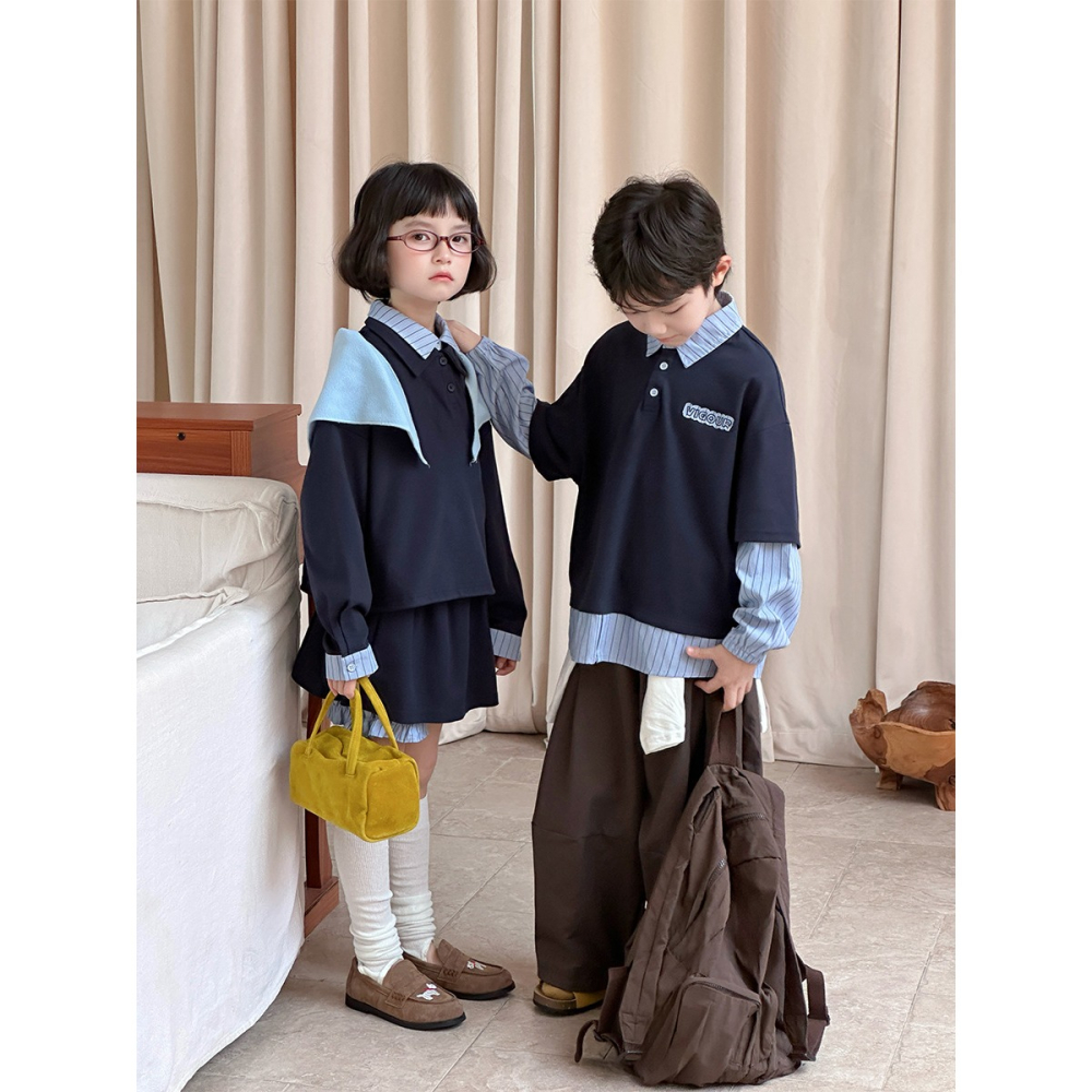 條紋撞色翻領上衣S508218-細節圖3