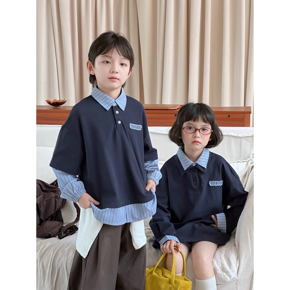 條紋撞色翻領上衣S508218-細節圖5