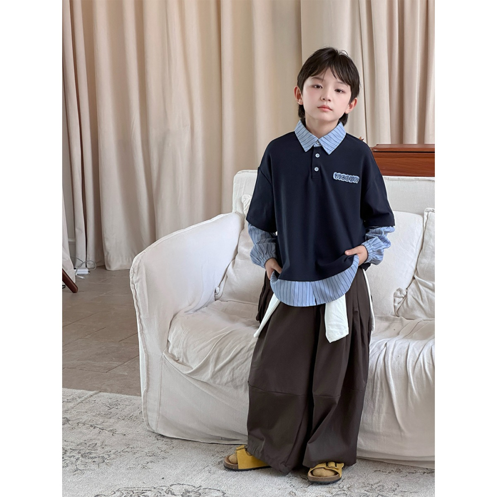 條紋撞色翻領上衣S508218-細節圖8