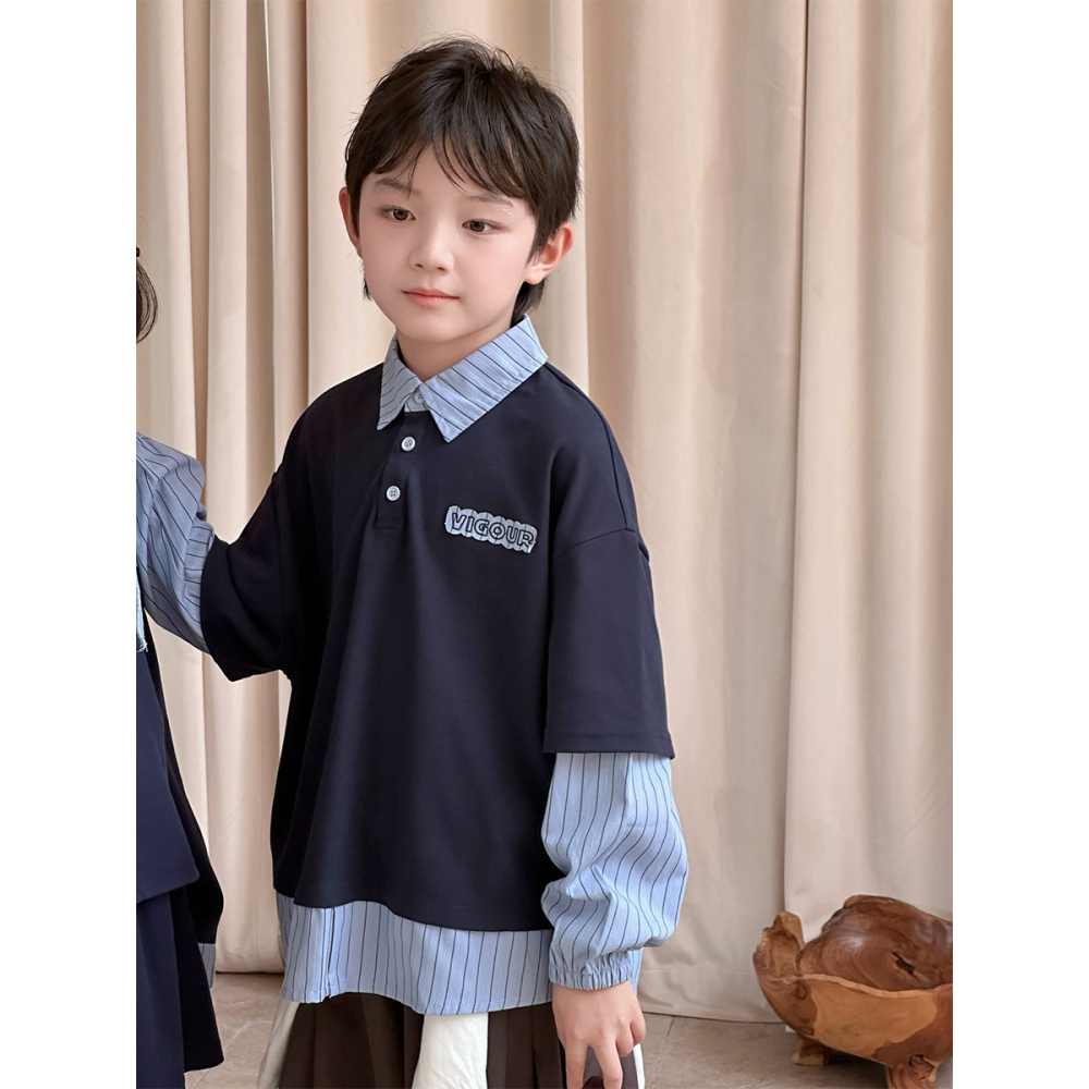 條紋撞色翻領上衣S508218-細節圖10