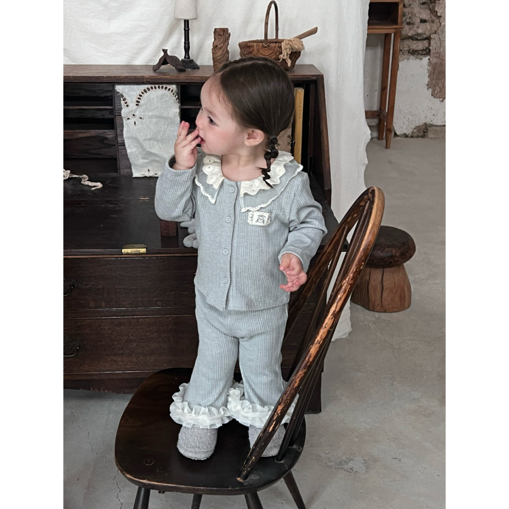 蕾絲領娃娃衫套裝S508307-細節圖2