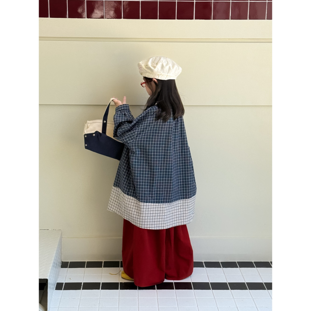 拼色格子寬鬆襯衫S508324-細節圖5