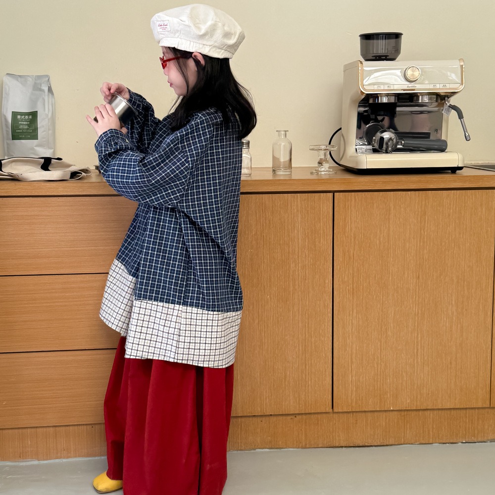 拼色格子寬鬆襯衫S508324-細節圖8