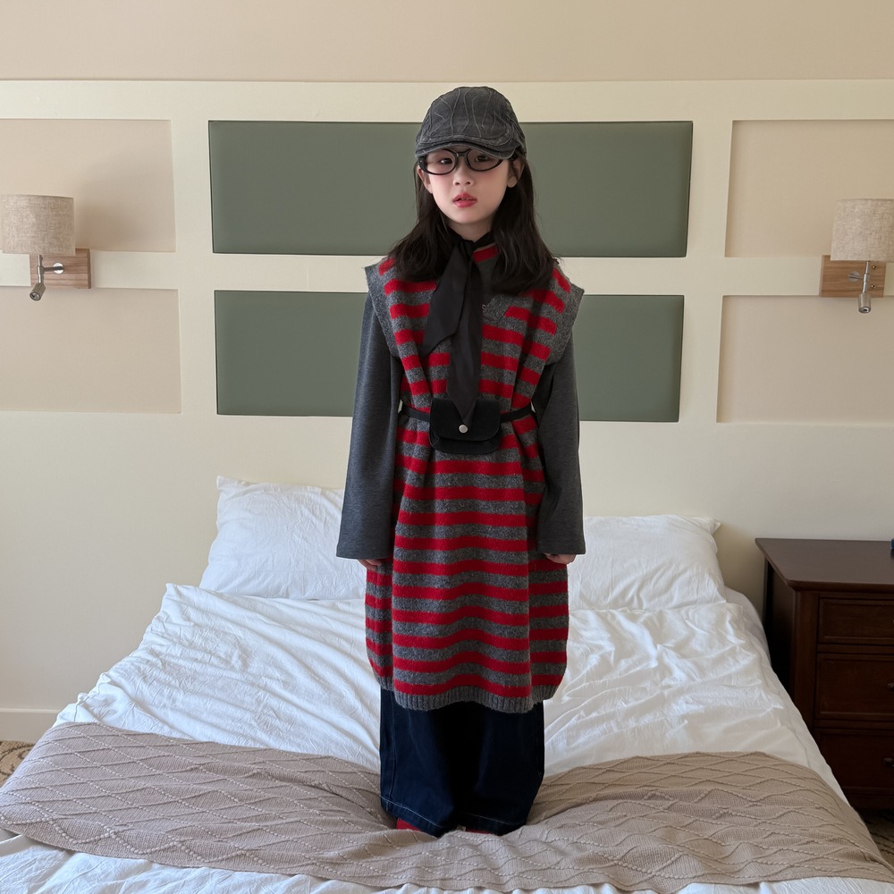 條紋無袖毛線裙S508418-細節圖5