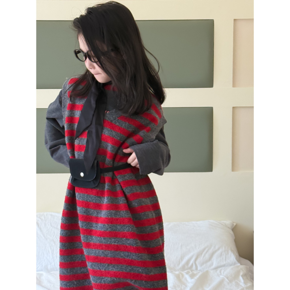 條紋無袖毛線裙S508418-細節圖6