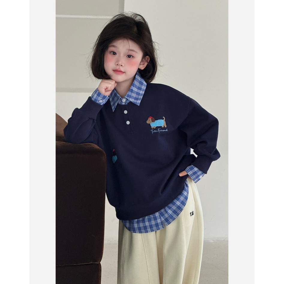 親子-復古學院風假兩件上衣S509203-細節圖6