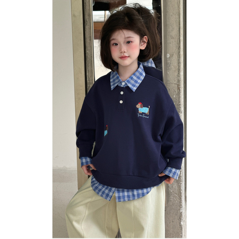 親子-復古學院風假兩件上衣S509203-細節圖7