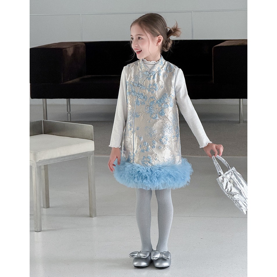 親子-雲絮金枝盤扣背心裙S509217-細節圖2