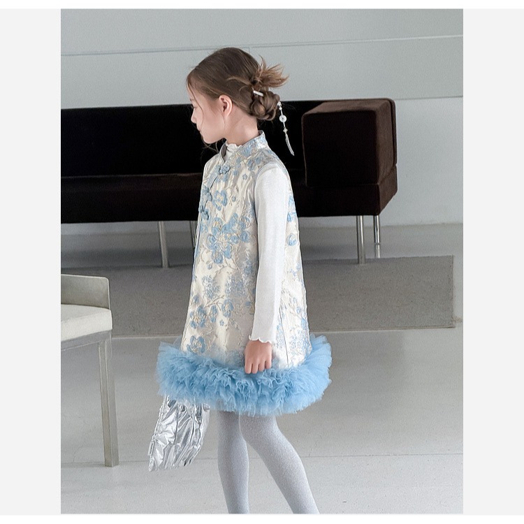 親子-雲絮金枝盤扣背心裙S509217-細節圖3