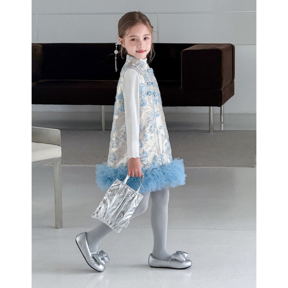 親子-雲絮金枝盤扣背心裙S509217-細節圖4