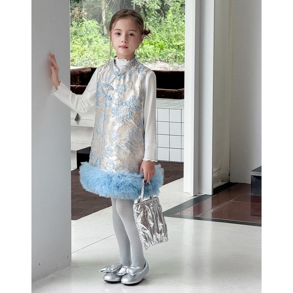 親子-雲絮金枝盤扣背心裙S509217-細節圖6