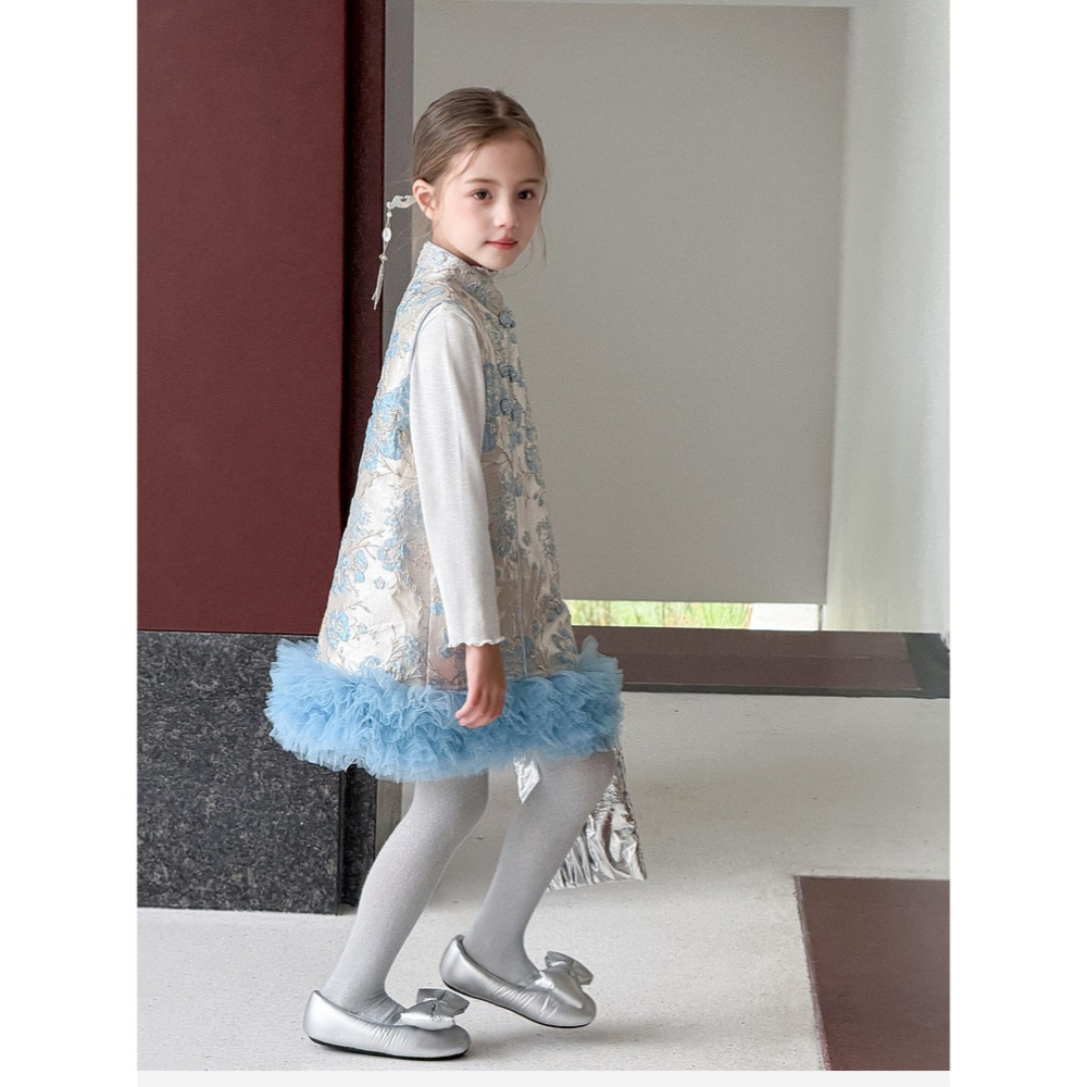 親子-雲絮金枝盤扣背心裙S509217-細節圖8