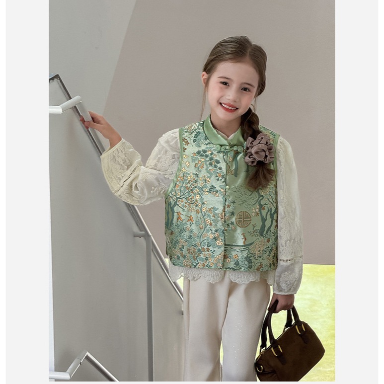 親子-織錦提花刺繡背心S509224-細節圖3