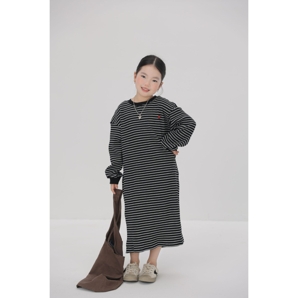 親子-坑條條紋連衣裙S509305-細節圖2