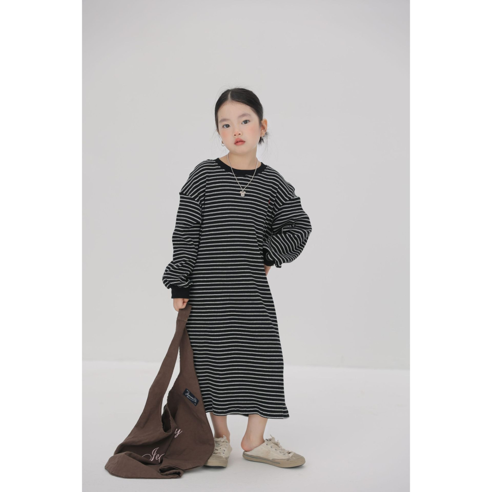 親子-坑條條紋連衣裙S509305-細節圖3
