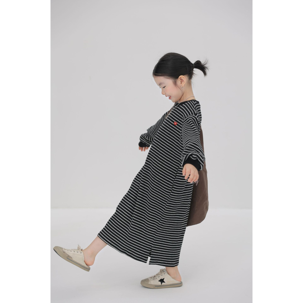 親子-坑條條紋連衣裙S509305-細節圖4