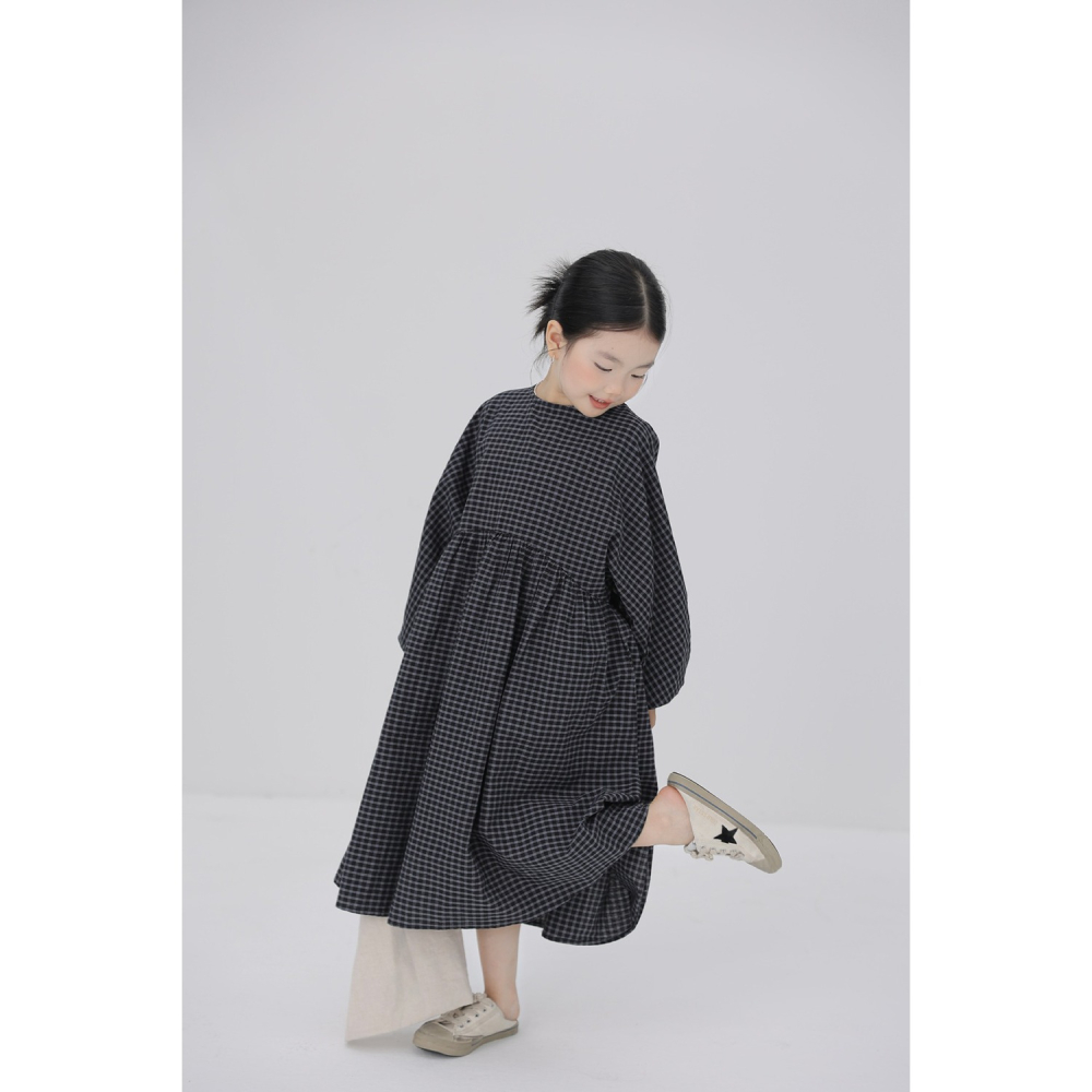 親子-格子蝙蝠袖連衣裙S509313-細節圖2